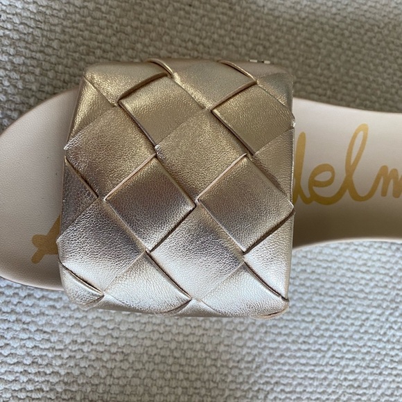 Sam Edelman Women's Adaley Slip On Gold Woven Sandals, 1” White Platform, Size 9 - Picture 5 of 6